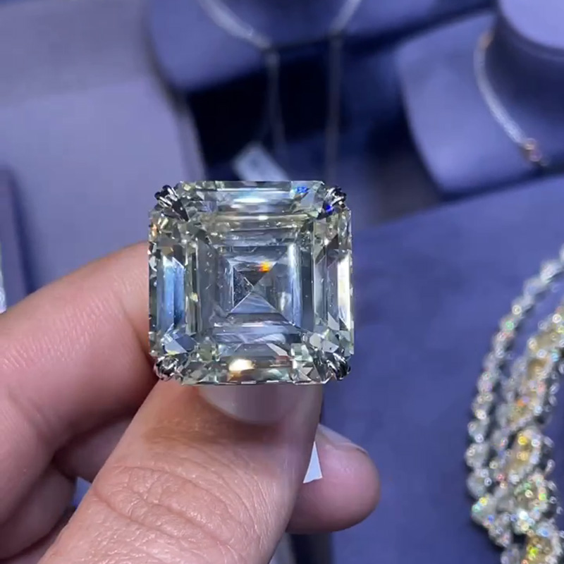 15ct Asscher Cut White Sapphire Classic Sterling Silver Handmade Ring