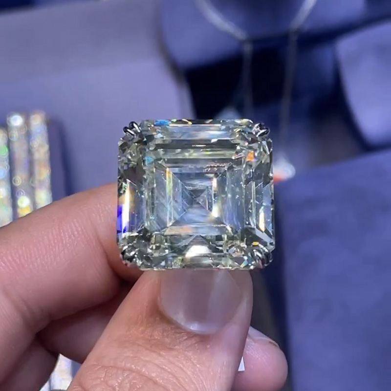 15ct Asscher Cut White Sapphire Classic Sterling Silver Handmade Ring