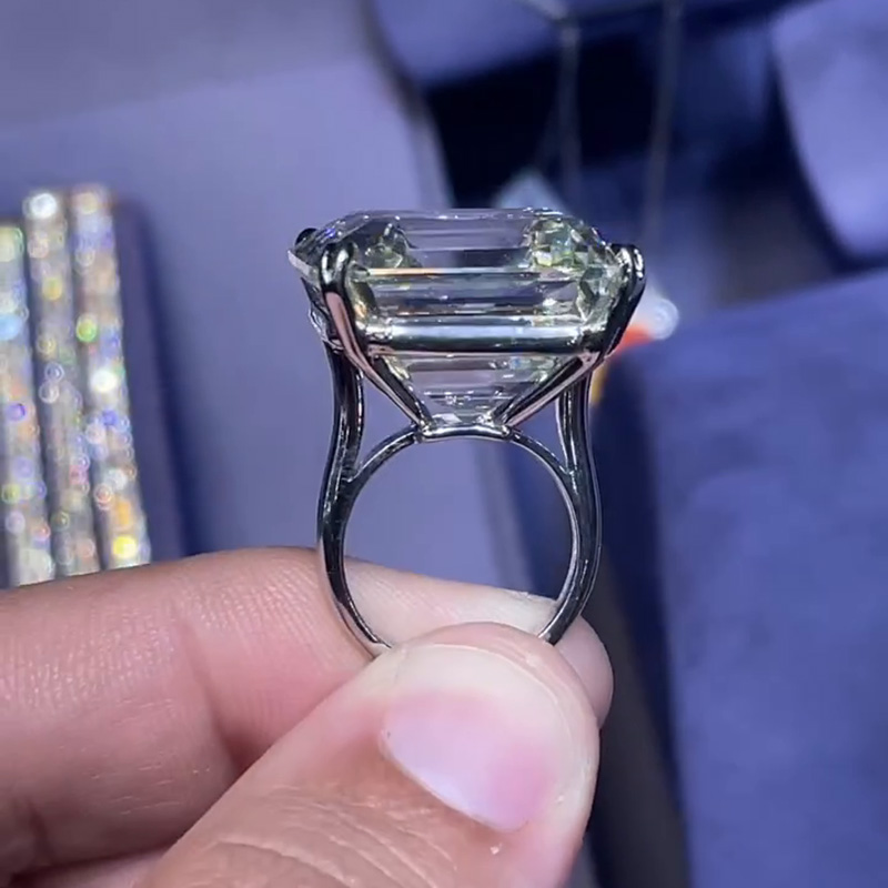 15ct Asscher Cut White Sapphire Classic Sterling Silver Handmade Ring