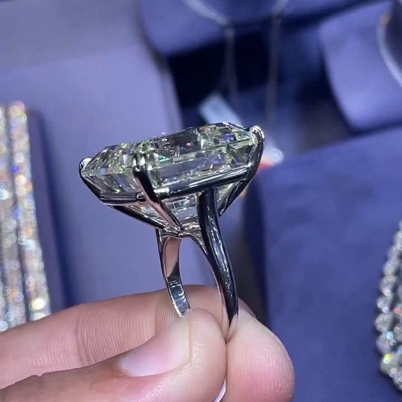 15ct Asscher Cut White Sapphire Classic Sterling Silver Handmade Ring