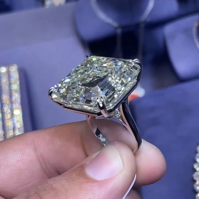 15ct Asscher Cut White Sapphire Classic Sterling Silver Handmade Ring