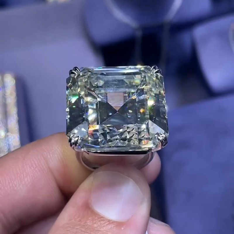 15ct Asscher Cut White Sapphire Classic Sterling Silver Handmade Ring