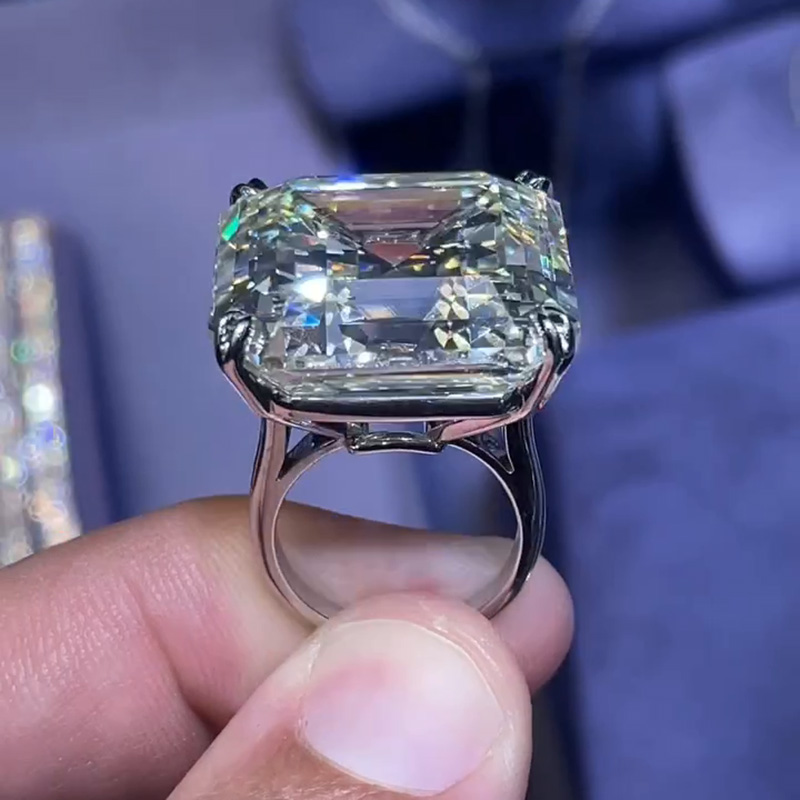 15ct Asscher Cut White Sapphire Classic Sterling Silver Handmade Ring