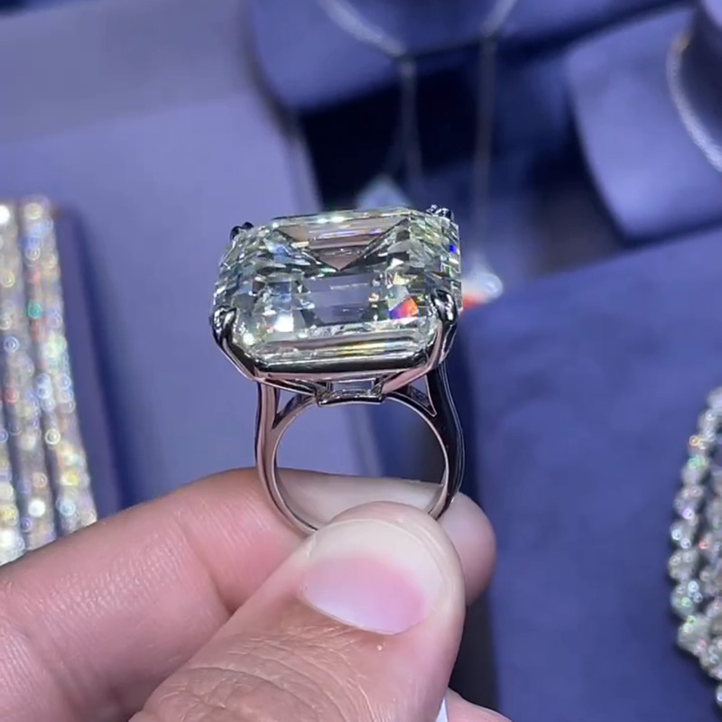 15ct Asscher Cut White Sapphire Classic Sterling Silver Handmade Ring