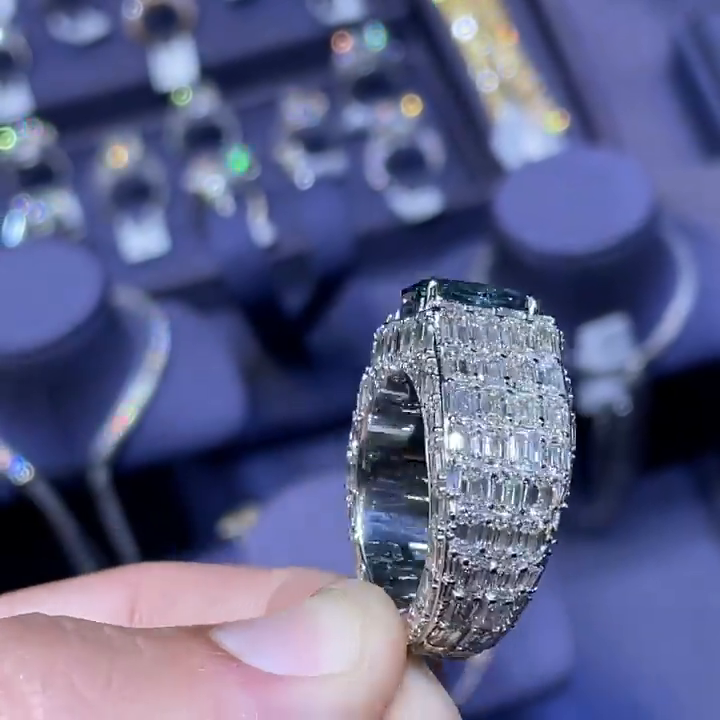 2.5ct Oval Cut Blue Sapphire Full Set Handmade Men's Ring