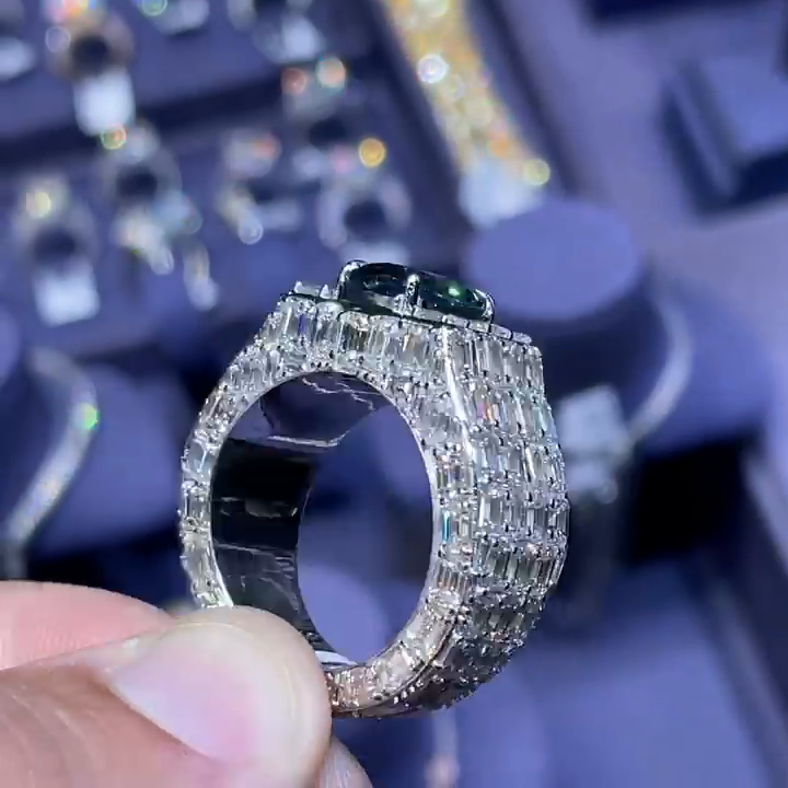 2.5ct Oval Cut Blue Sapphire Full Set Handmade Men's Ring