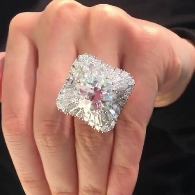 5.7ct Round Cut White Sapphire Ballerina Design Handmade Sterling Silver Ring