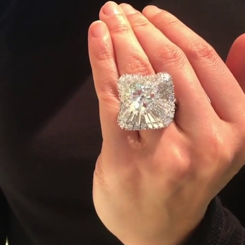 5.7ct Round Cut White Sapphire Ballerina Design Handmade Sterling Silver Ring