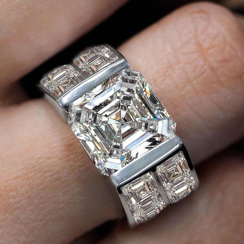 7ct Asscher Cut White Sapphire Handmade Sterling Silver Wedding Ring