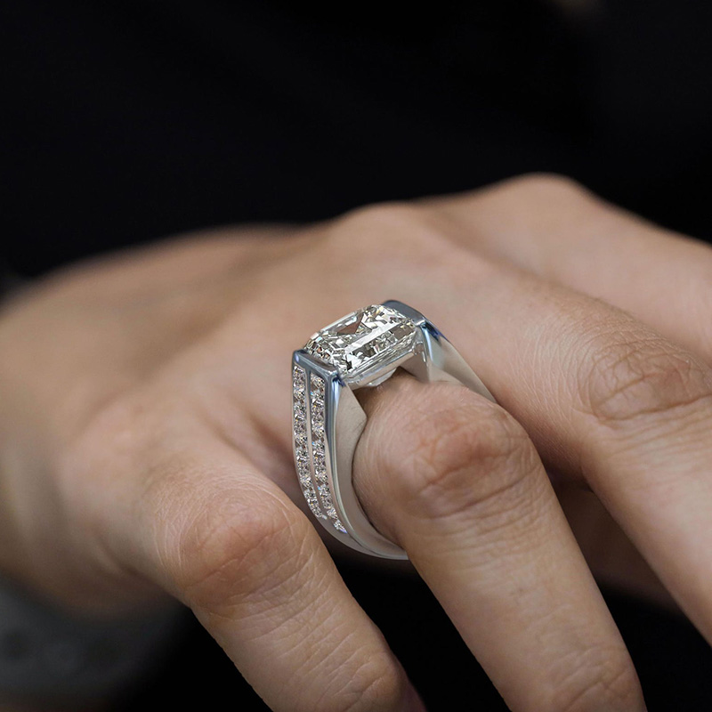 7ct Asscher Cut White Sapphire Handmade Sterling Silver Wedding Ring