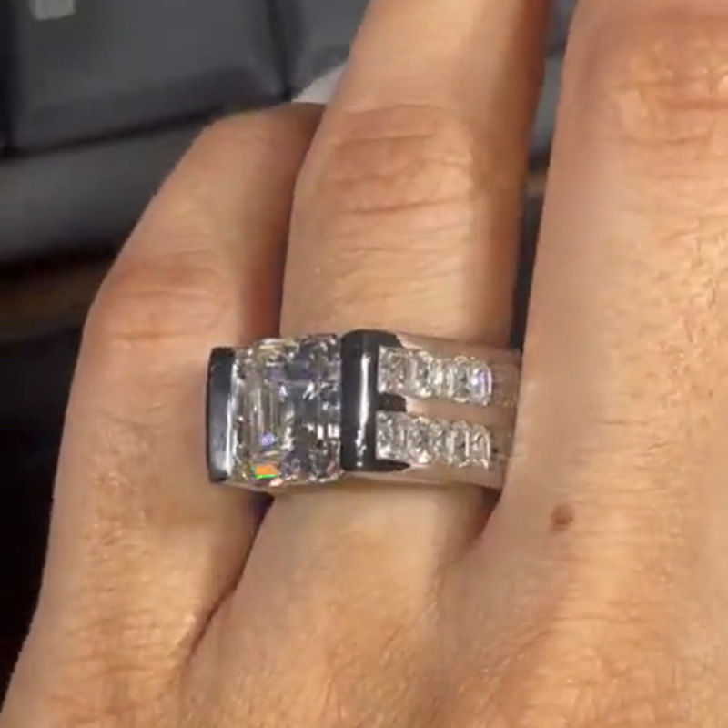 7ct Asscher Cut White Sapphire Handmade Sterling Silver Wedding Ring