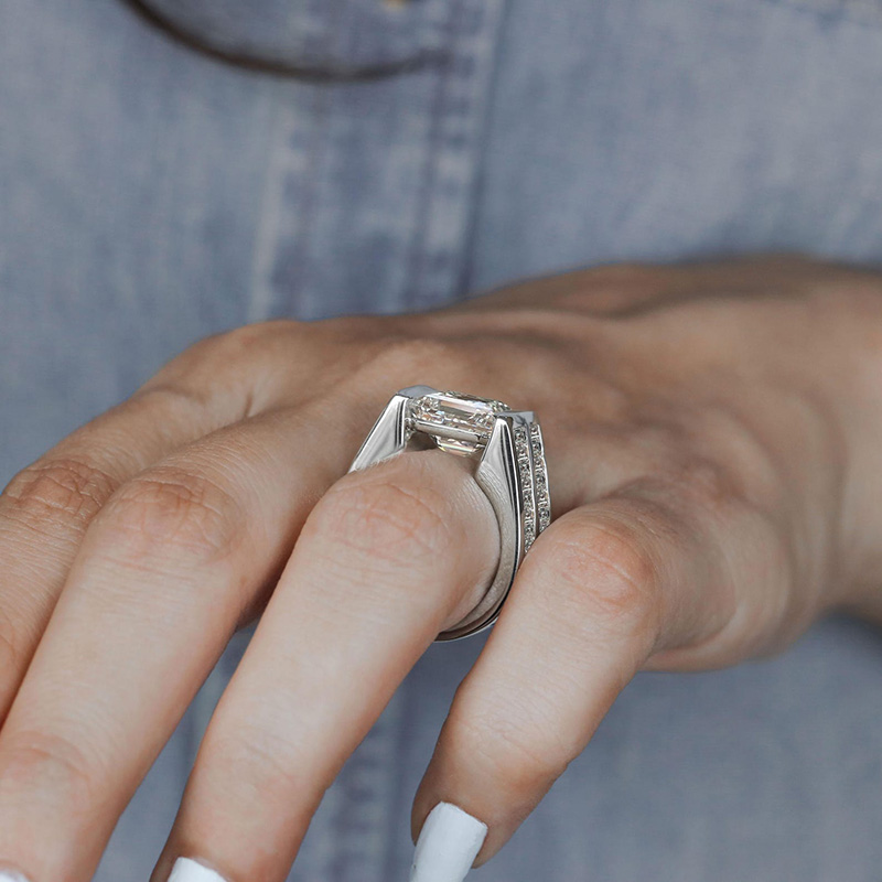 7ct Asscher Cut White Sapphire Handmade Sterling Silver Wedding Ring