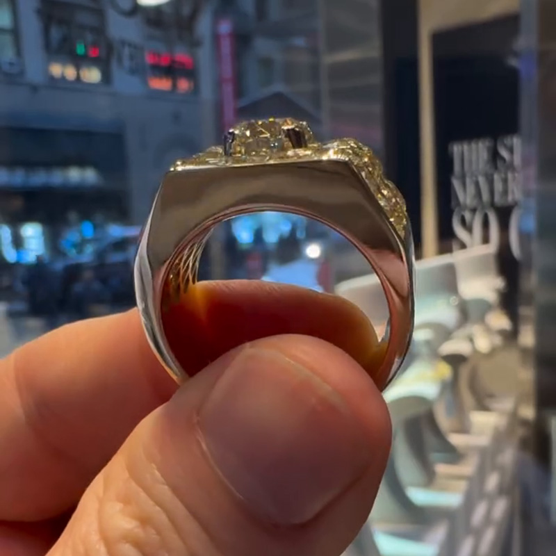 8ctw Round Cut White Sapphire Handmade Sterling Silver Men's Wide Ring