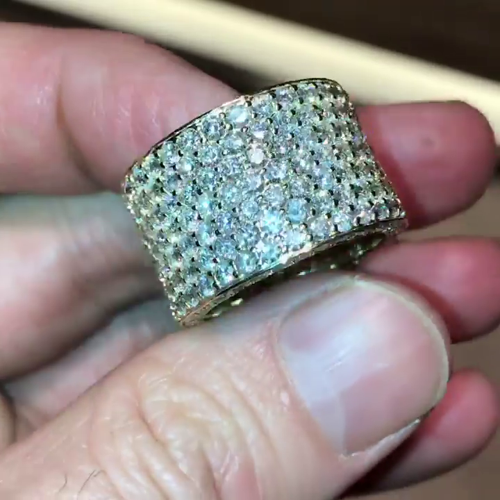 11ct Round Cut White Sapphire Full Set Handmade Men's Wedding Band