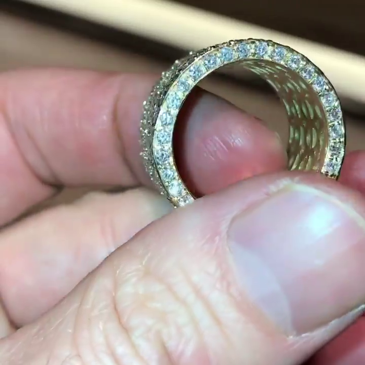 11ct Round Cut White Sapphire Full Set Handmade Men's Wedding Band