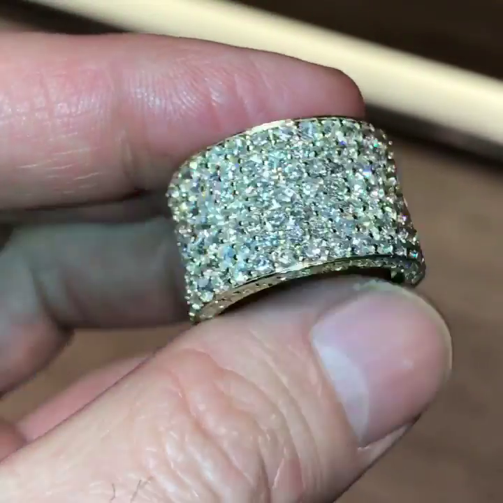 11ct Round Cut White Sapphire Full Set Handmade Men's Wedding Band