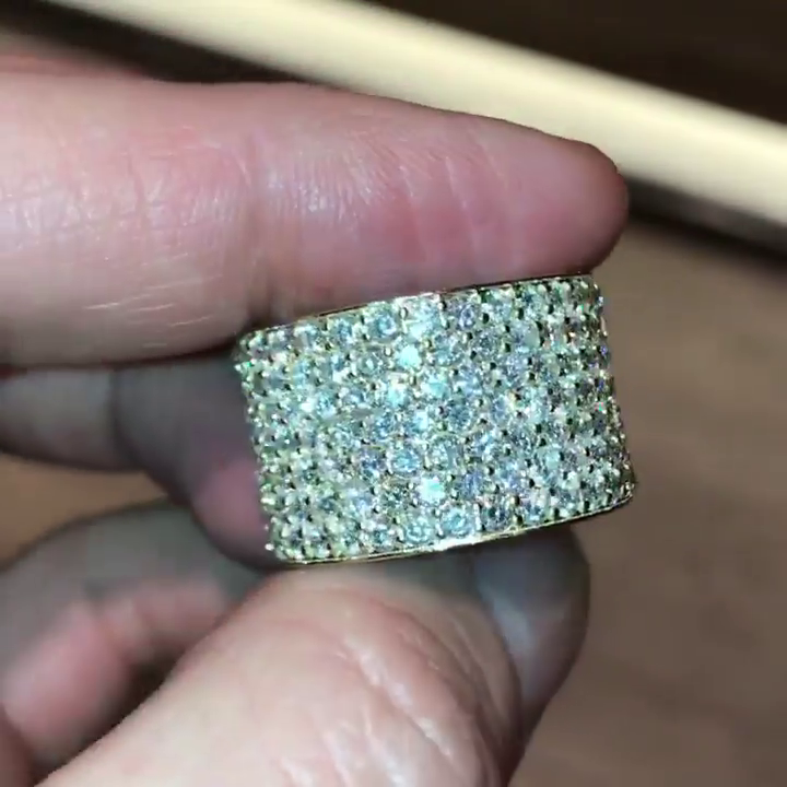 11ct Round Cut White Sapphire Full Set Handmade Men's Wedding Band