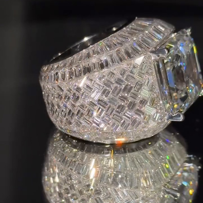 15ct Asscher Cut White Sapphire Handmade Luxury Bomb Men's Ring