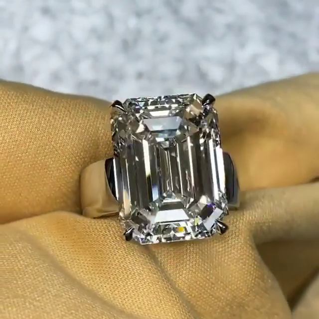 15ct Emerald Cut White Sapphire  Simple Style Handmade Sterling Silver Men's Ring