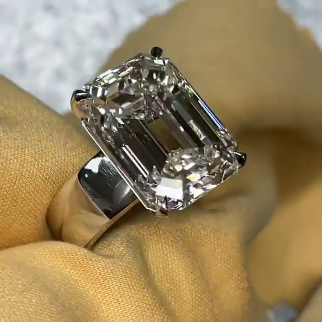 15ct Emerald Cut White Sapphire  Simple Style Handmade Sterling Silver Men's Ring