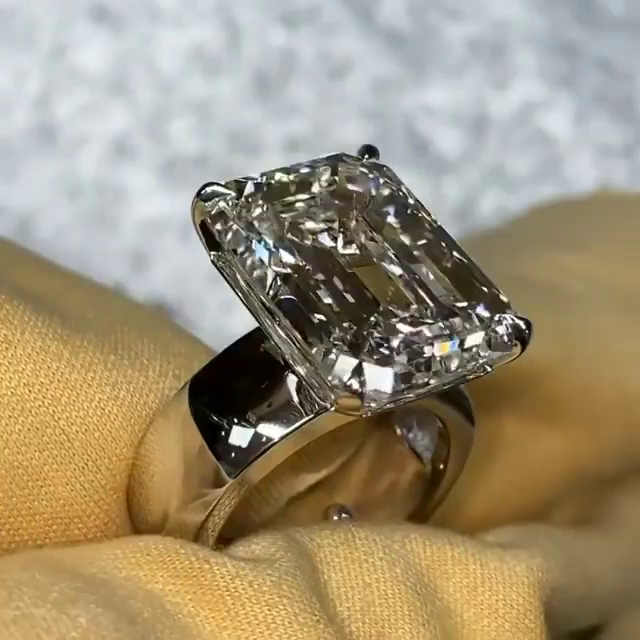 15ct Emerald Cut White Sapphire  Simple Style Handmade Sterling Silver Men's Ring