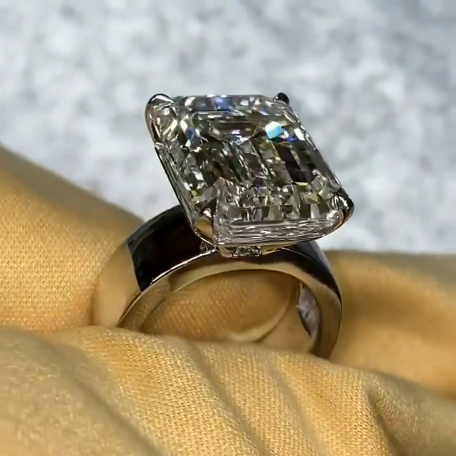 15ct Emerald Cut White Sapphire  Simple Style Handmade Sterling Silver Men's Ring