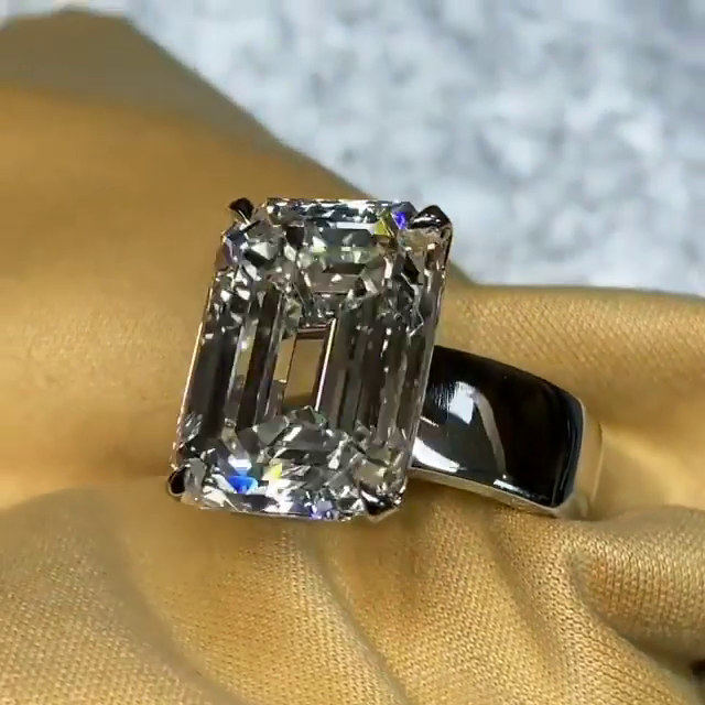 15ct Emerald Cut White Sapphire  Simple Style Handmade Sterling Silver Men's Ring