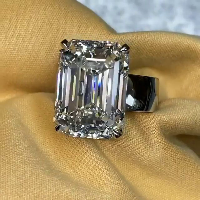 15ct Emerald Cut White Sapphire  Simple Style Handmade Sterling Silver Men's Ring