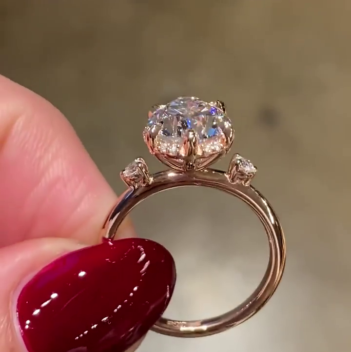 3ct Pear Cut White Sapphire Hidden Halo Classic Rose Gold Handmade Engagement Ring