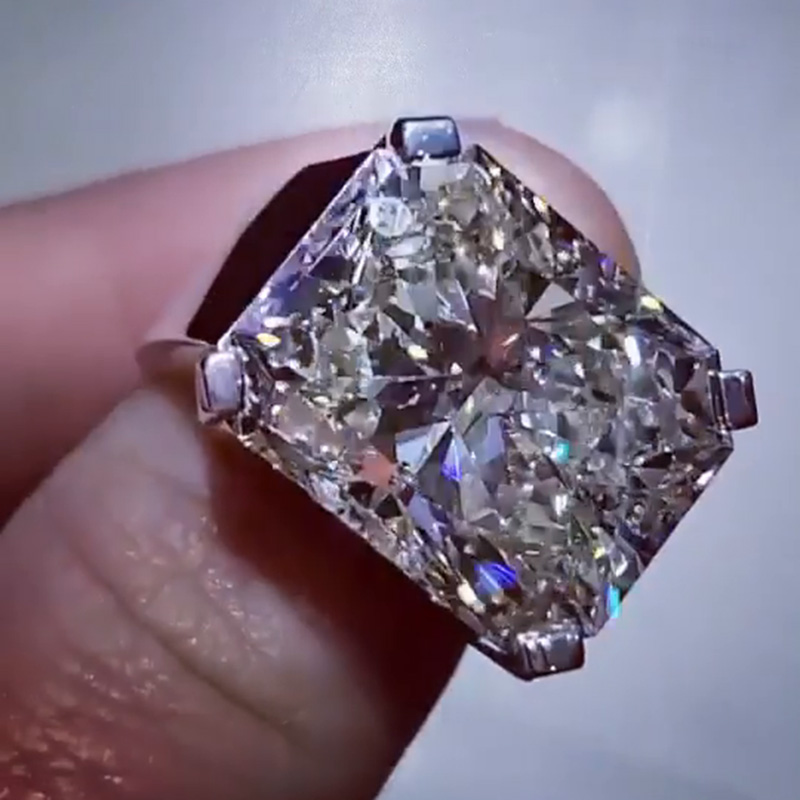 12ct Radiant Cut White Sapphire Handmade Sterling Silver Men's Ring