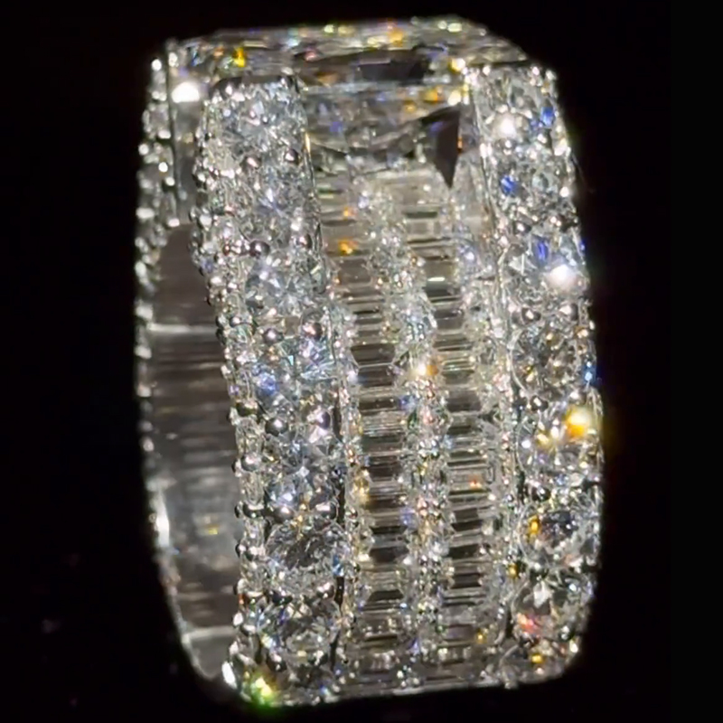 15ct Radiant Cut White Sapphire Timeless Elegant Handmade Sterling Silver Men's Ring