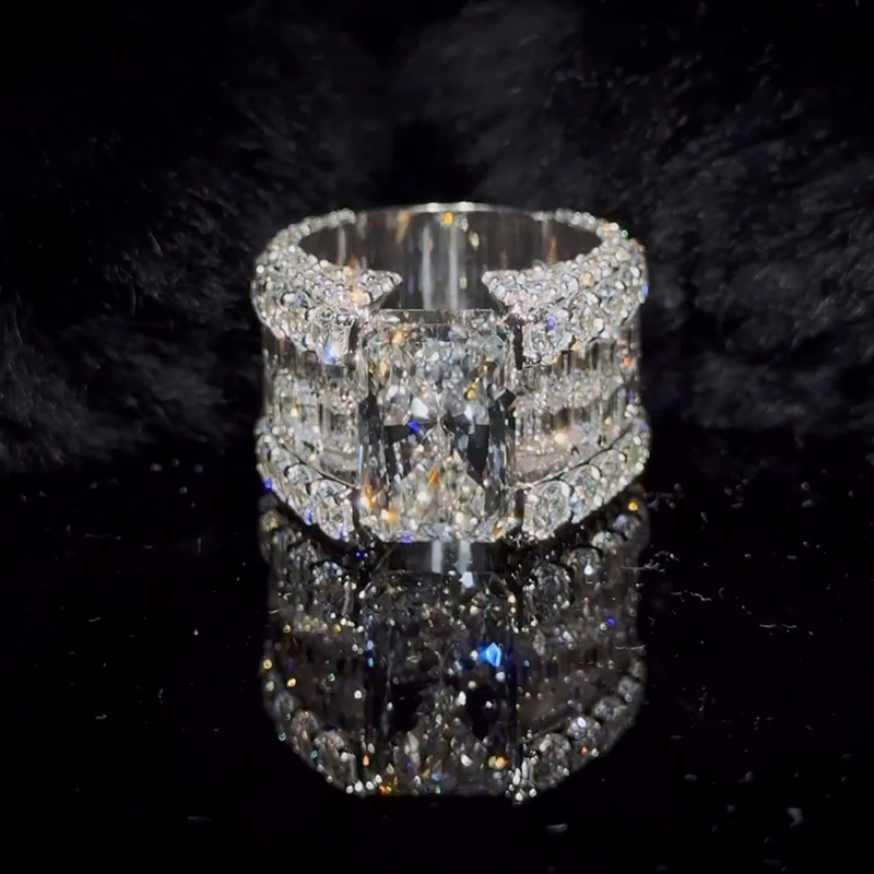 15ct Radiant Cut White Sapphire Timeless Elegant Handmade Sterling Silver Men's Ring