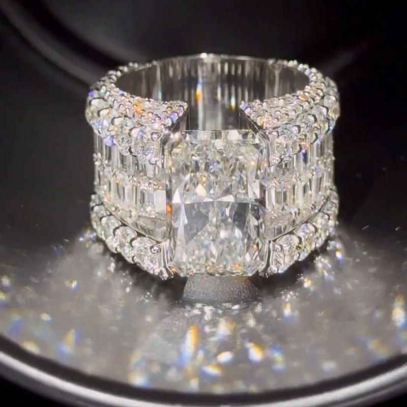 15ct Radiant Cut White Sapphire Timeless Elegant Handmade Sterling Silver Men's Ring