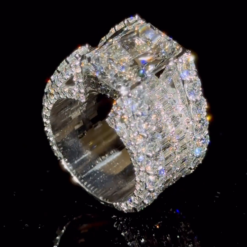 15ct Radiant Cut White Sapphire Timeless Elegant Handmade Sterling Silver Men's Ring