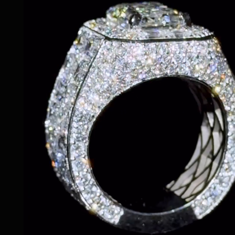 12ct Emerald Cut White Sapphire Luxury Sterling Silver Handmade Men's Ring