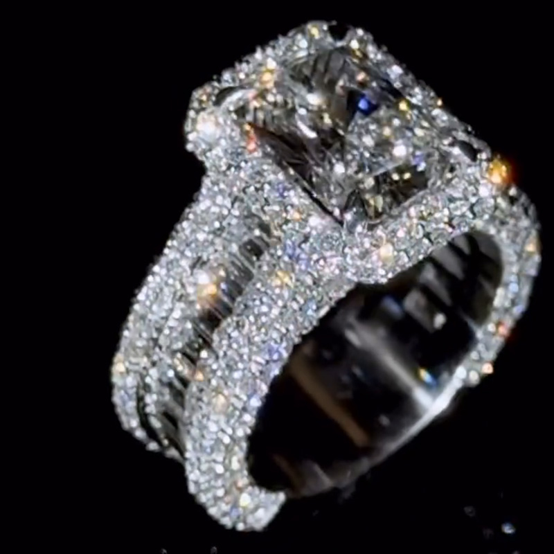 12ct Radiant Cut White Sapphire Halo Forever Handmade Men's Ring