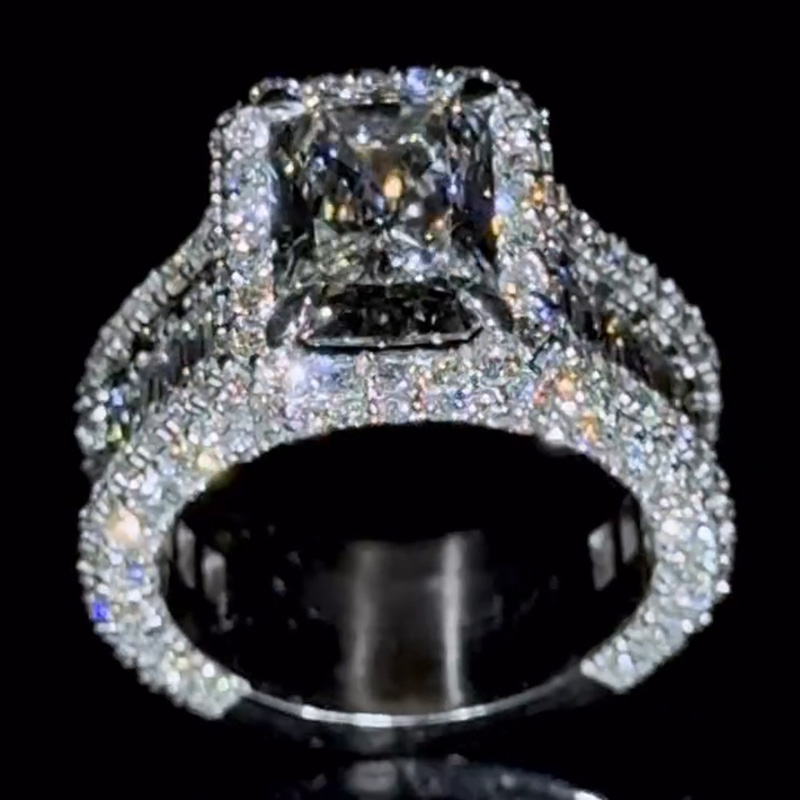 12ct Radiant Cut White Sapphire Halo Forever Handmade Men's Ring