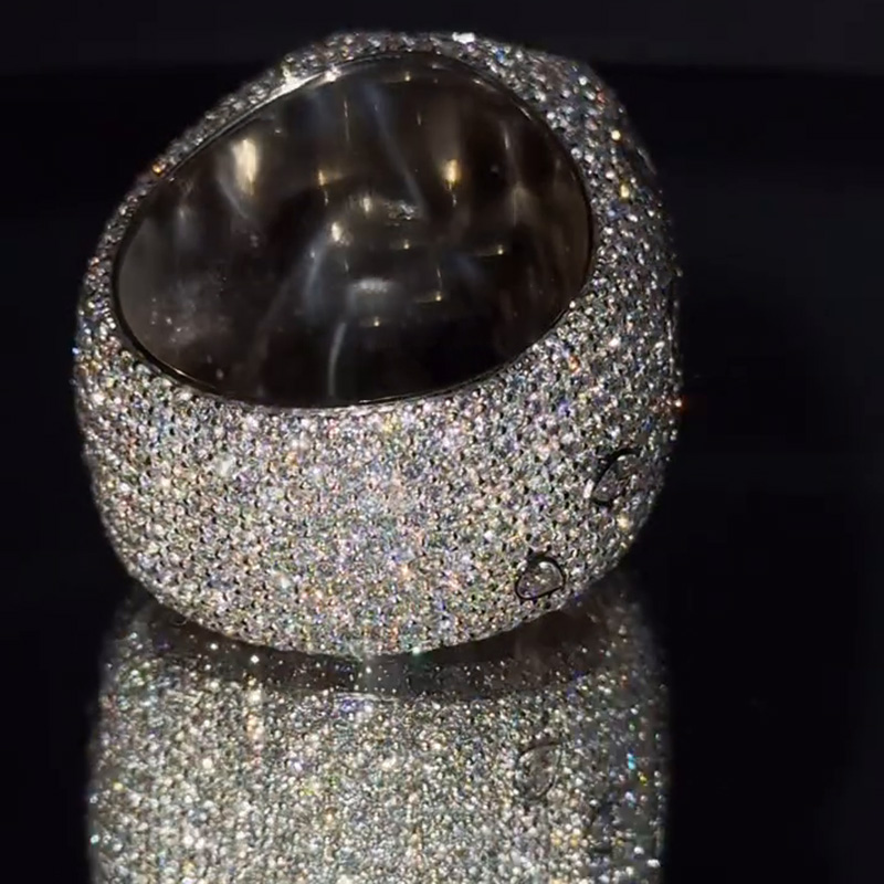 6.5ct Round Cut White Sapphire Pave Set Unique Design Luxury Handmade Men's Ring