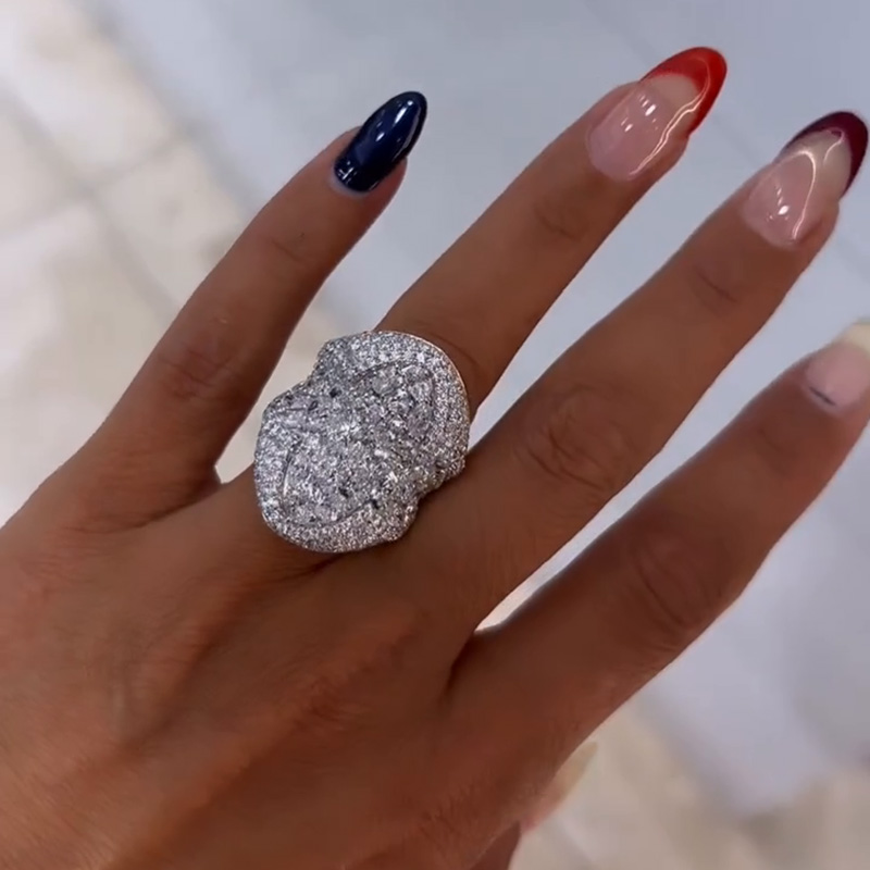 10ctw Round Cut White Sapphires Pave Set Handmade Sterling Silver Ring