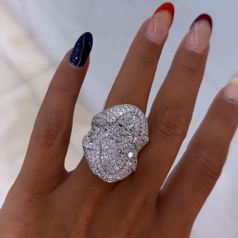 10ctw Round Cut White Sapphires Pave Set Handmade Sterling Silver Ring