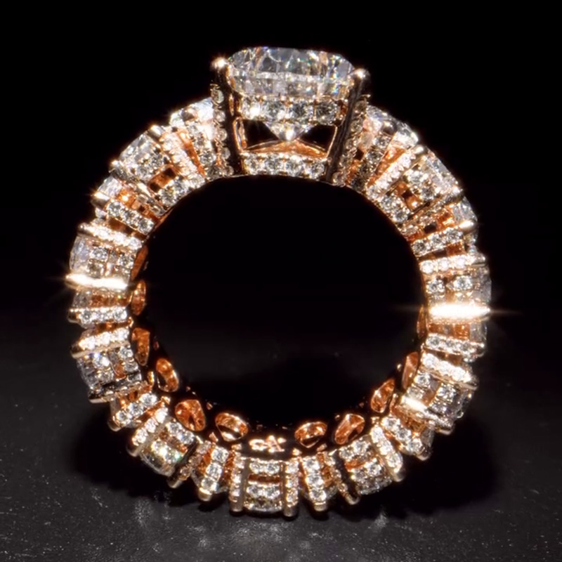 6ct Pear Cut White Sapphire Rose Gold Handmade Eternity Men's Ring
