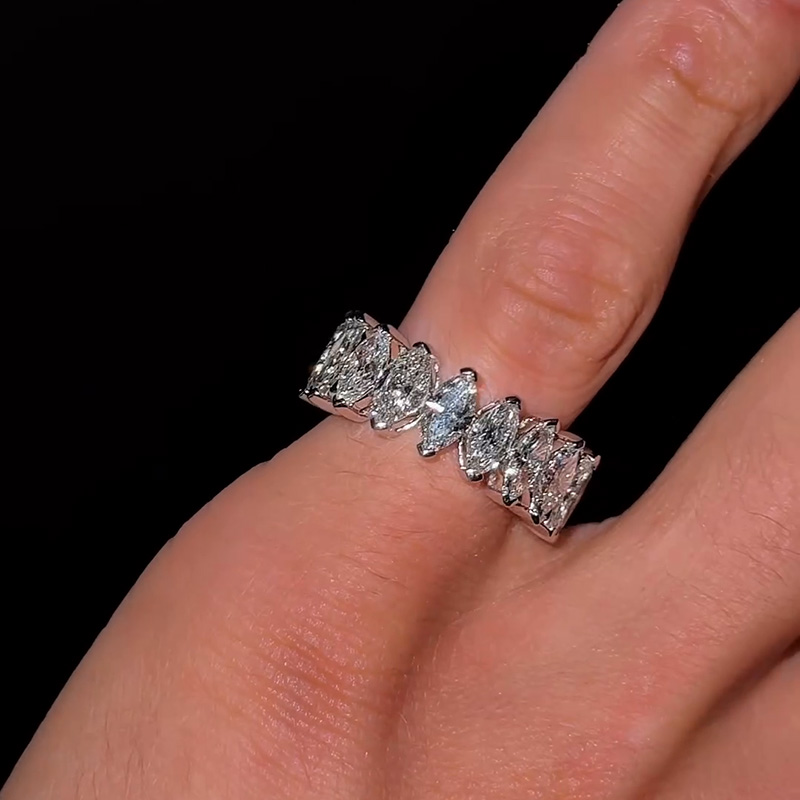 7.2ctw Marquise Cut White Sapphire Full Set Eternity Men's Band