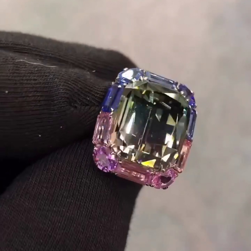 6.8ct Cushion Cut Bi-color Pink & Blue Tourmaline Handmade Sterling Silver Ring
