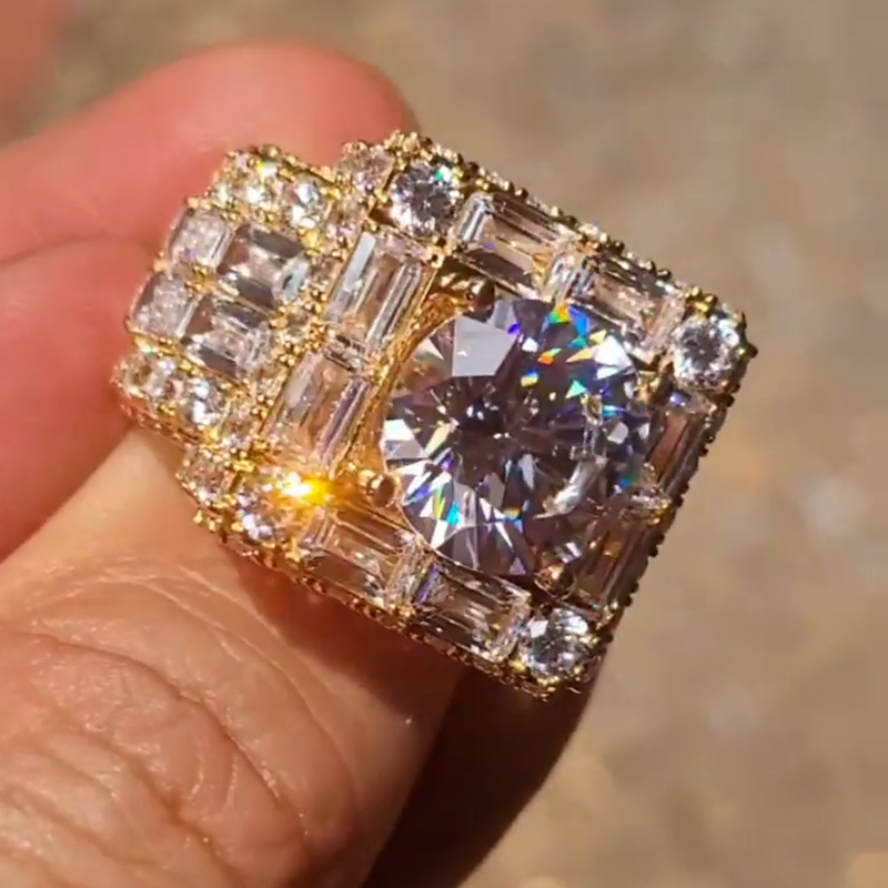 3.5ct Round Cut White Sapphire With Emerald Cut Setting Gemstones Handmade Men's Ring