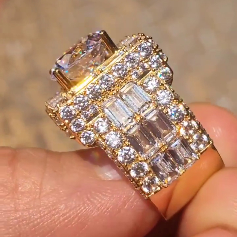 3.5ct Round Cut White Sapphire With Emerald Cut Setting Gemstones Handmade Men's Ring