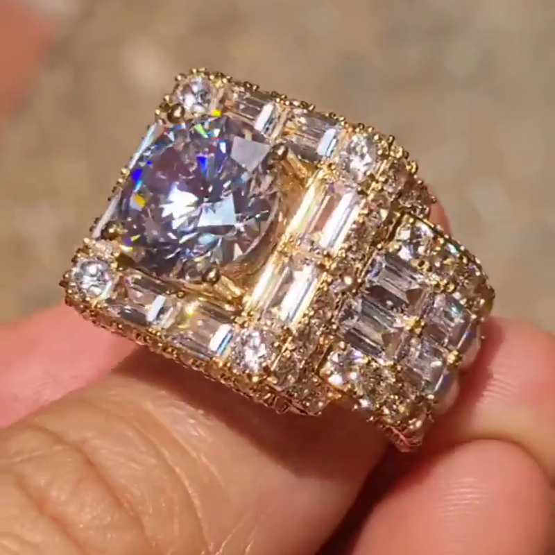 3.5ct Round Cut White Sapphire With Emerald Cut Setting Gemstones Handmade Men's Ring