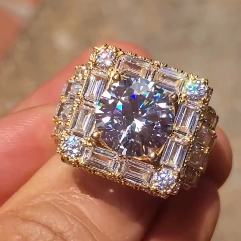 3.5ct Round Cut White Sapphire With Emerald Cut Setting Gemstones Handmade Men's Ring