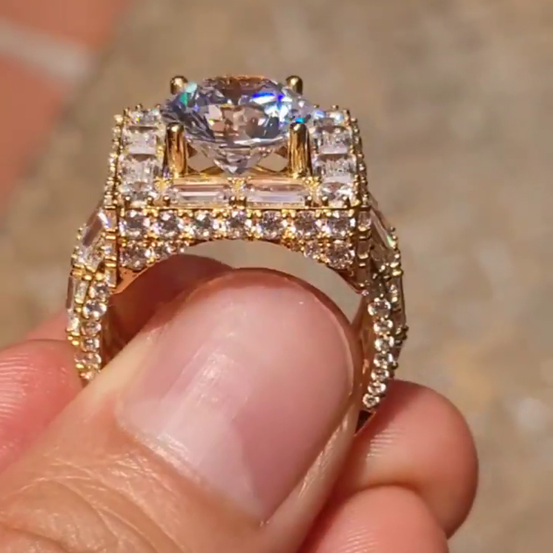 3.5ct Round Cut White Sapphire With Emerald Cut Setting Gemstones Handmade Men's Ring