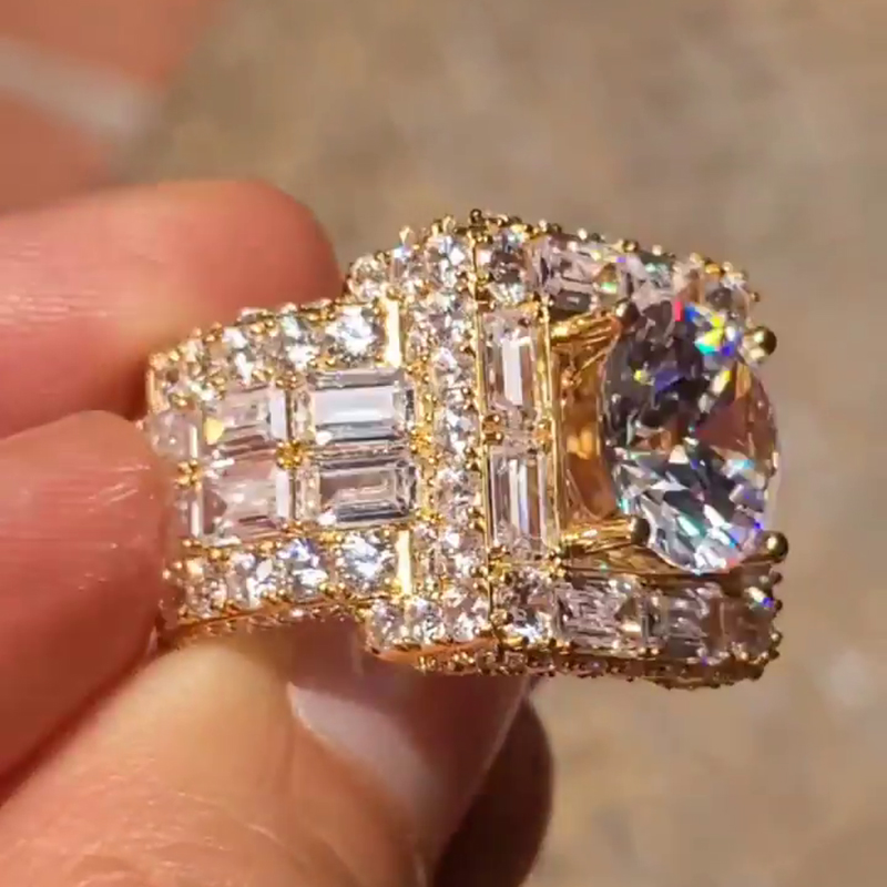 3.5ct Round Cut White Sapphire With Emerald Cut Setting Gemstones Handmade Men's Ring