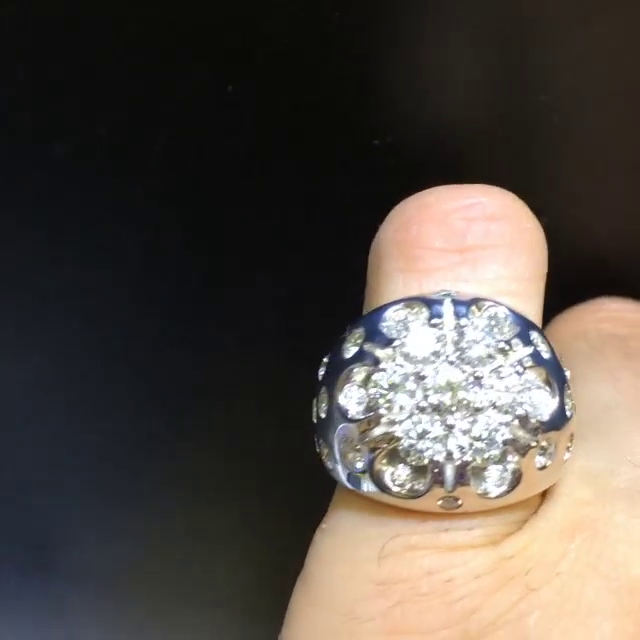 6ctw Round Cut White Sapphire Sterling Silver Handmade Men's Ring